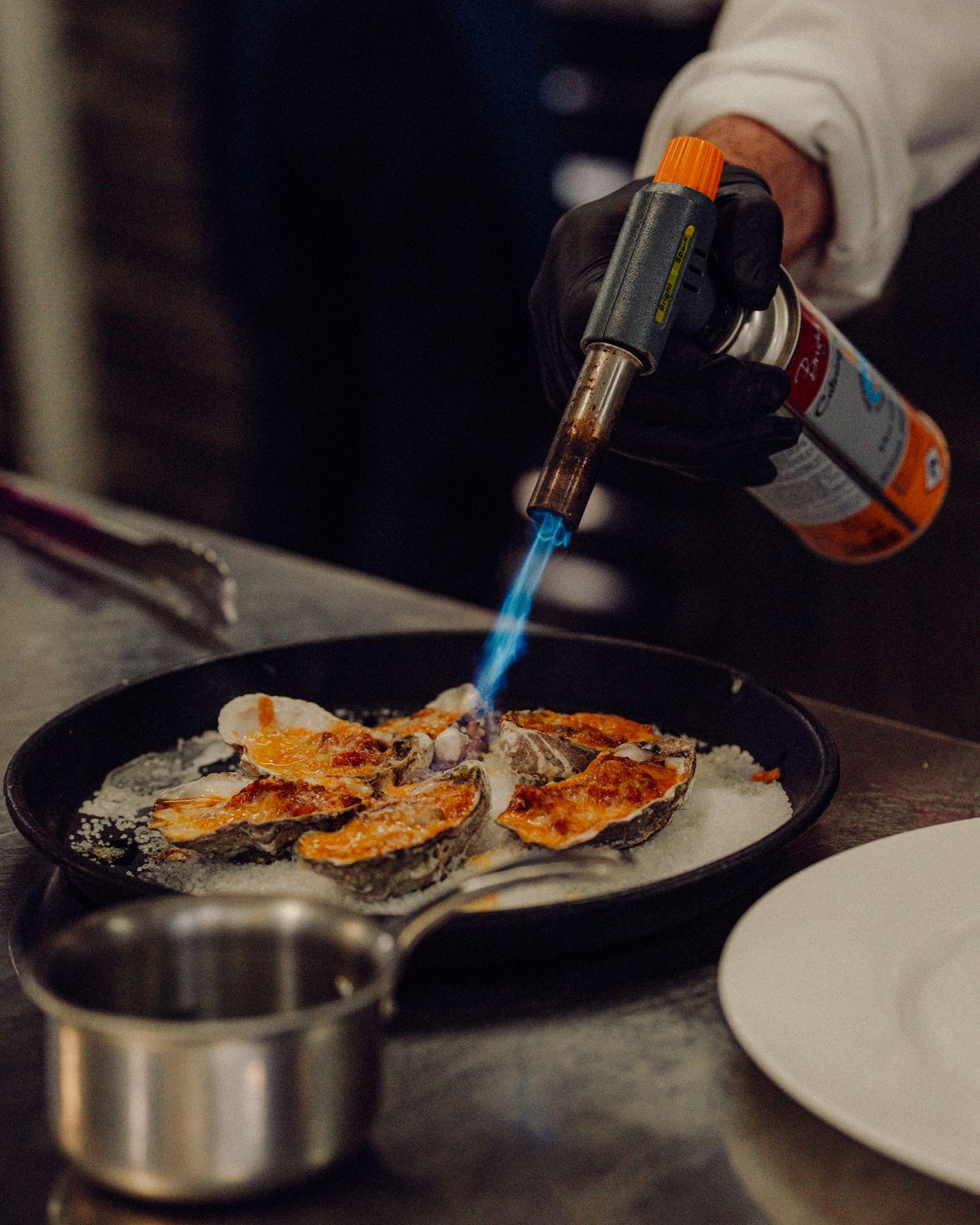Oysters and blowtorch
