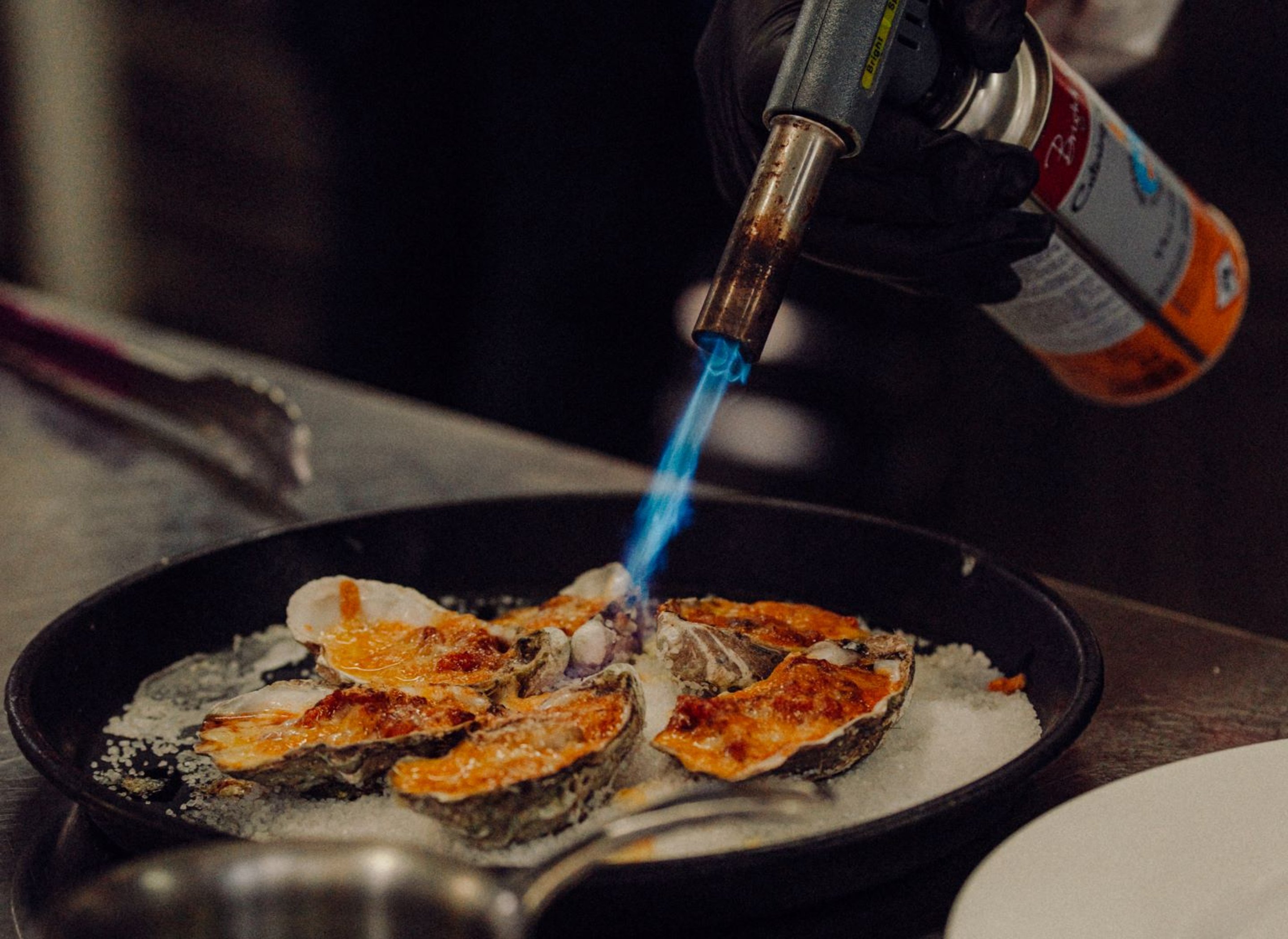 Oysters and blowtorch