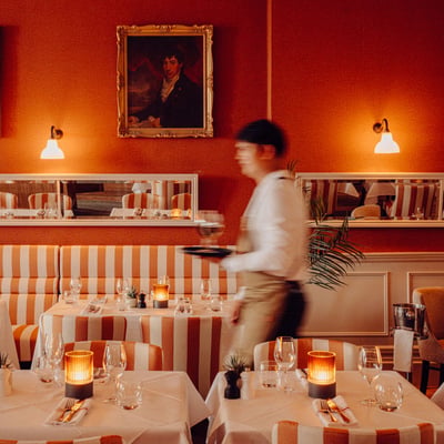 Dining Room, blurred waiter