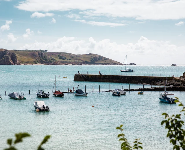 A view of the harbour from the perquage at St Brelade's Bay