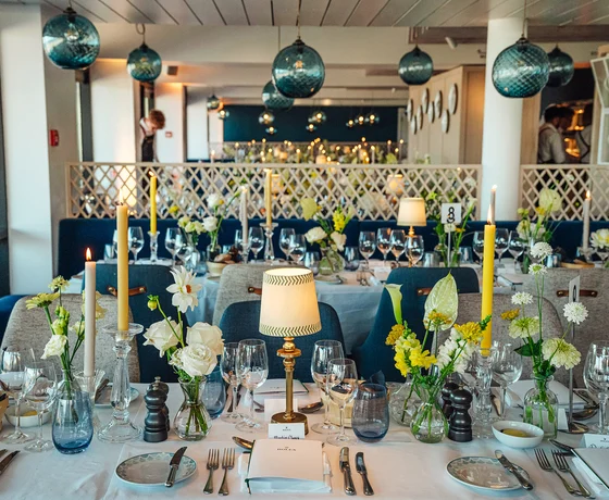 The Oyster Box dining area, set for a private event