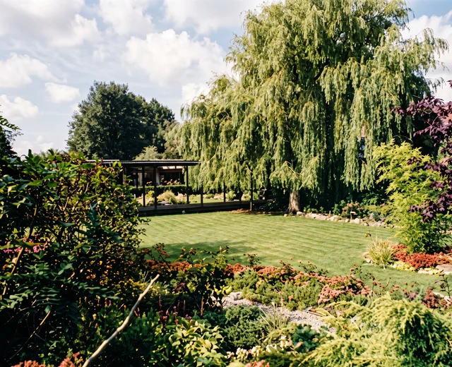 A refined high resolution version of the gardens at Jersey Pottery in the 1980s