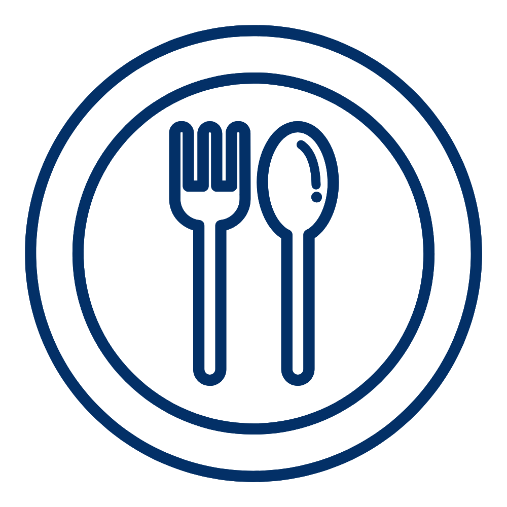 An icon of a knife and fork on a plate