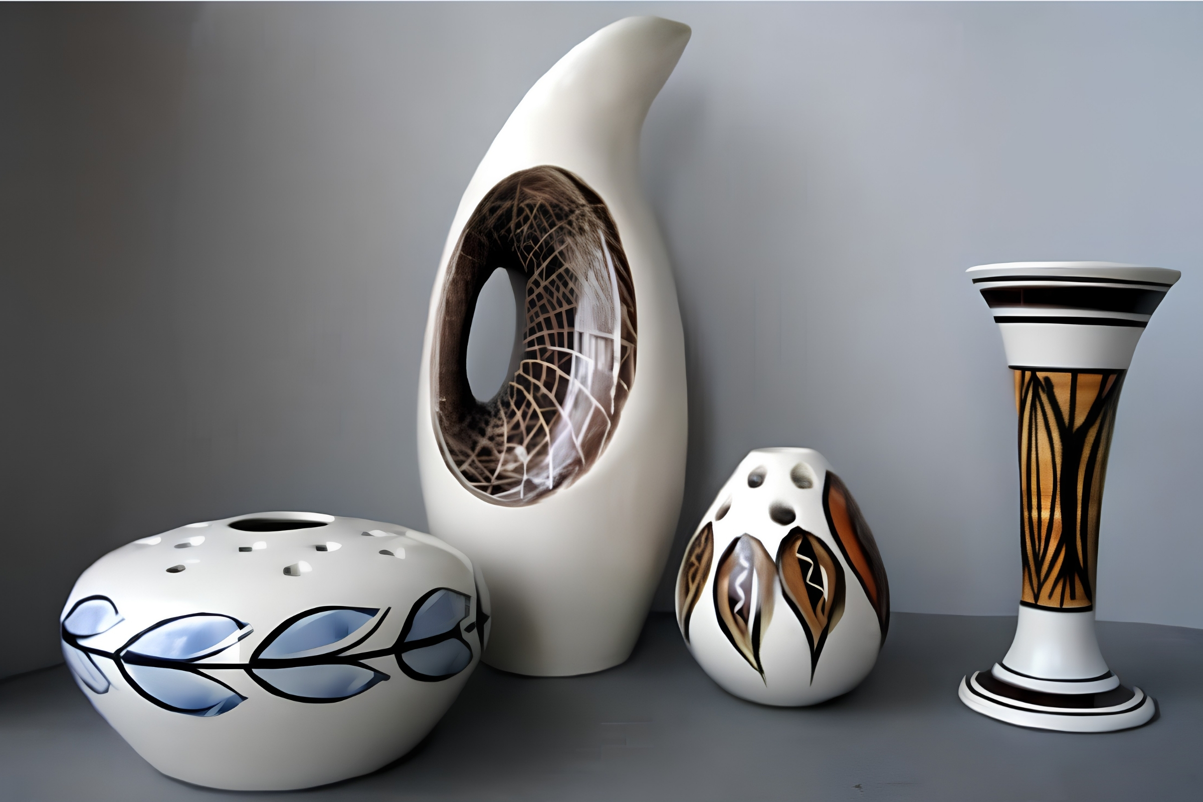 A refined high resolution version of an original 1950s image of Jersey Pottery ceramics