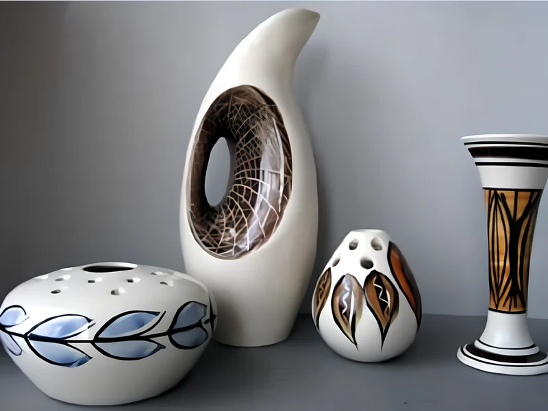 A refined high resolution version of an original 1950s image of Jersey Pottery ceramics
