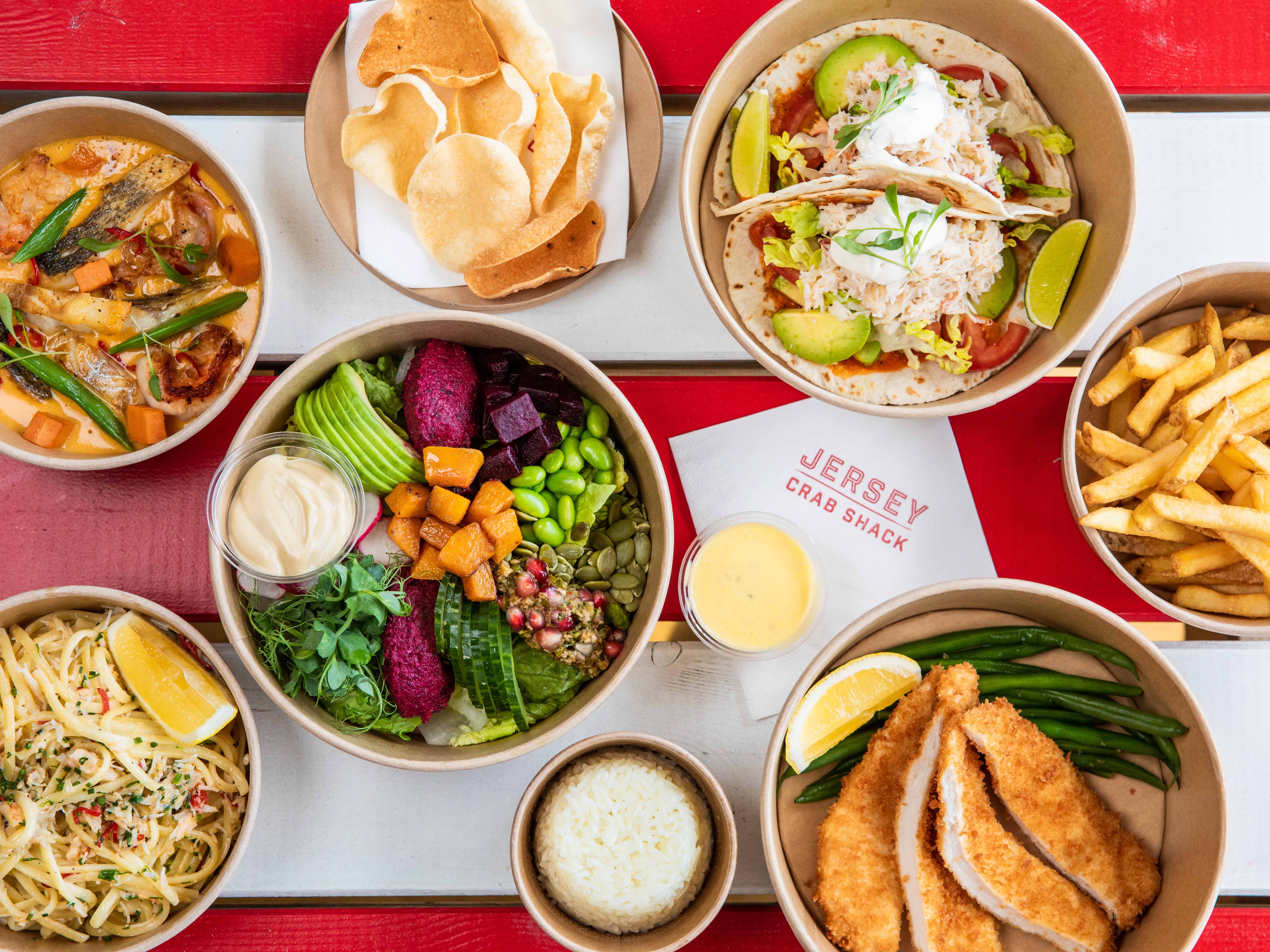 Takeaway dishes at Jersey Crab Shack