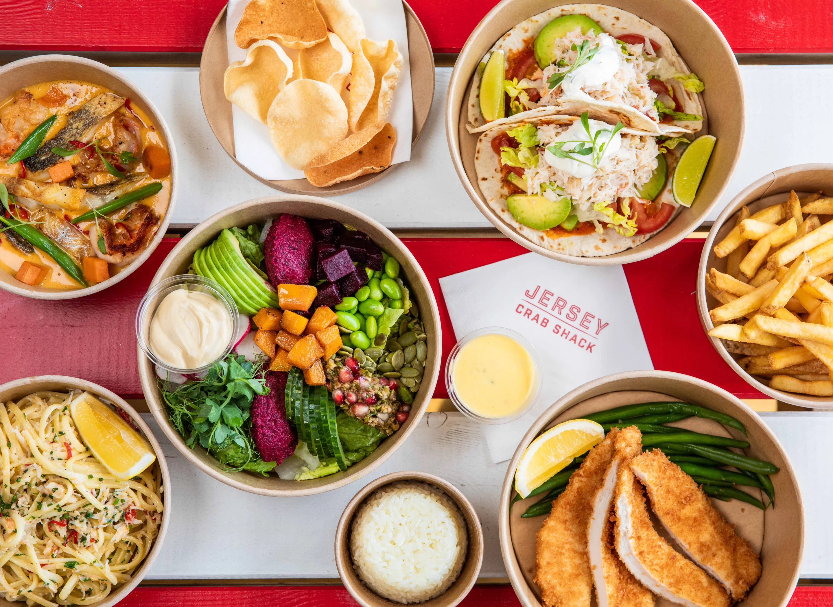Takeaway dishes at Jersey Crab Shack