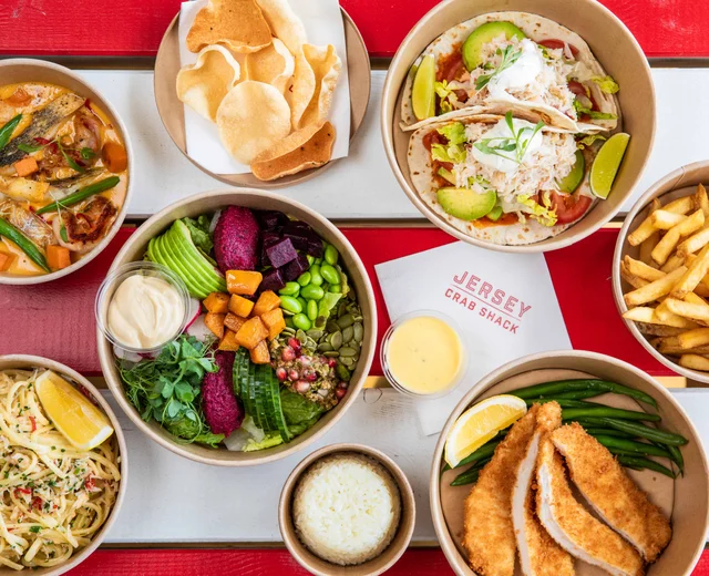 Takeaway dishes at Jersey Crab Shack