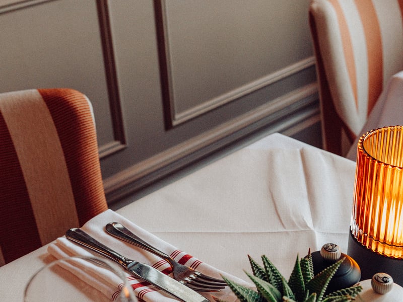 A linen tablecloth in the Beresford House Dining Room