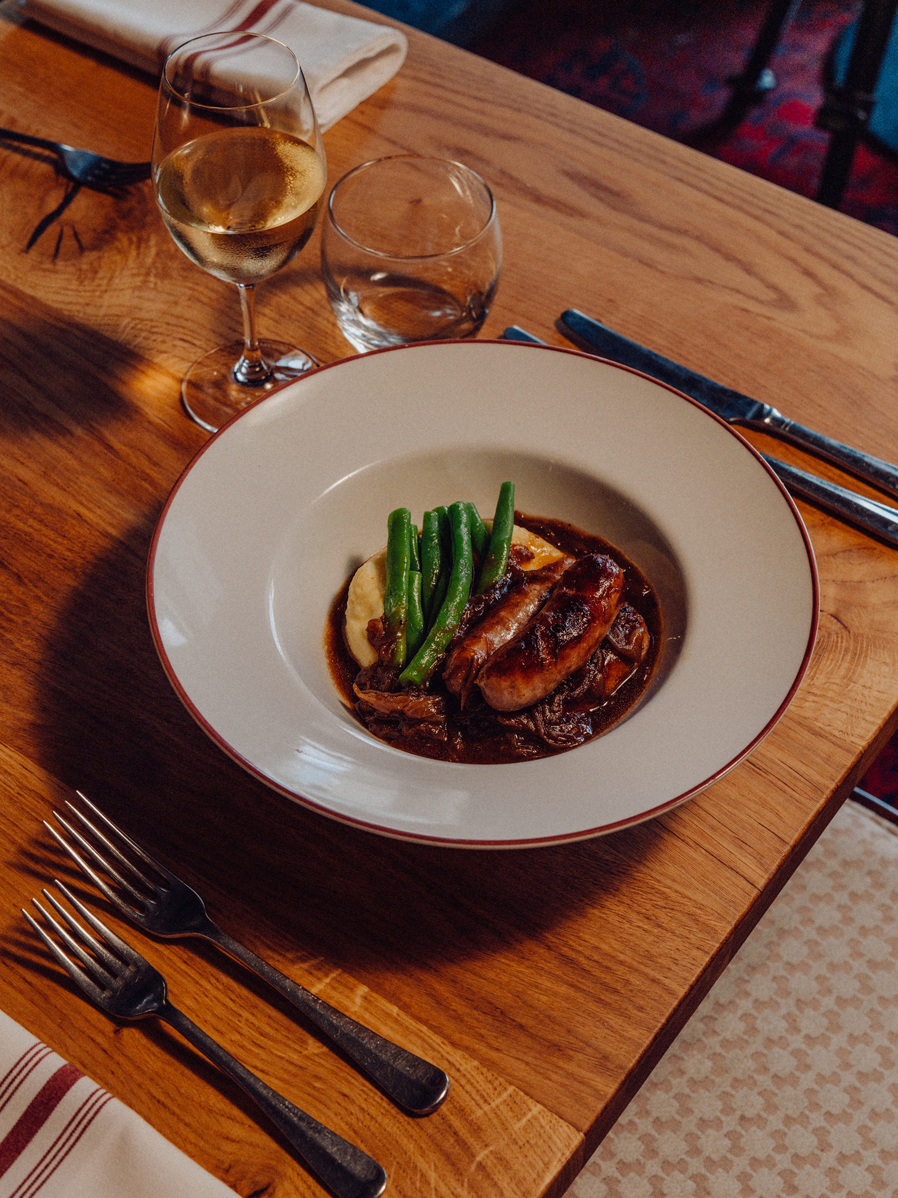 Sausage and mash at The Old Vic